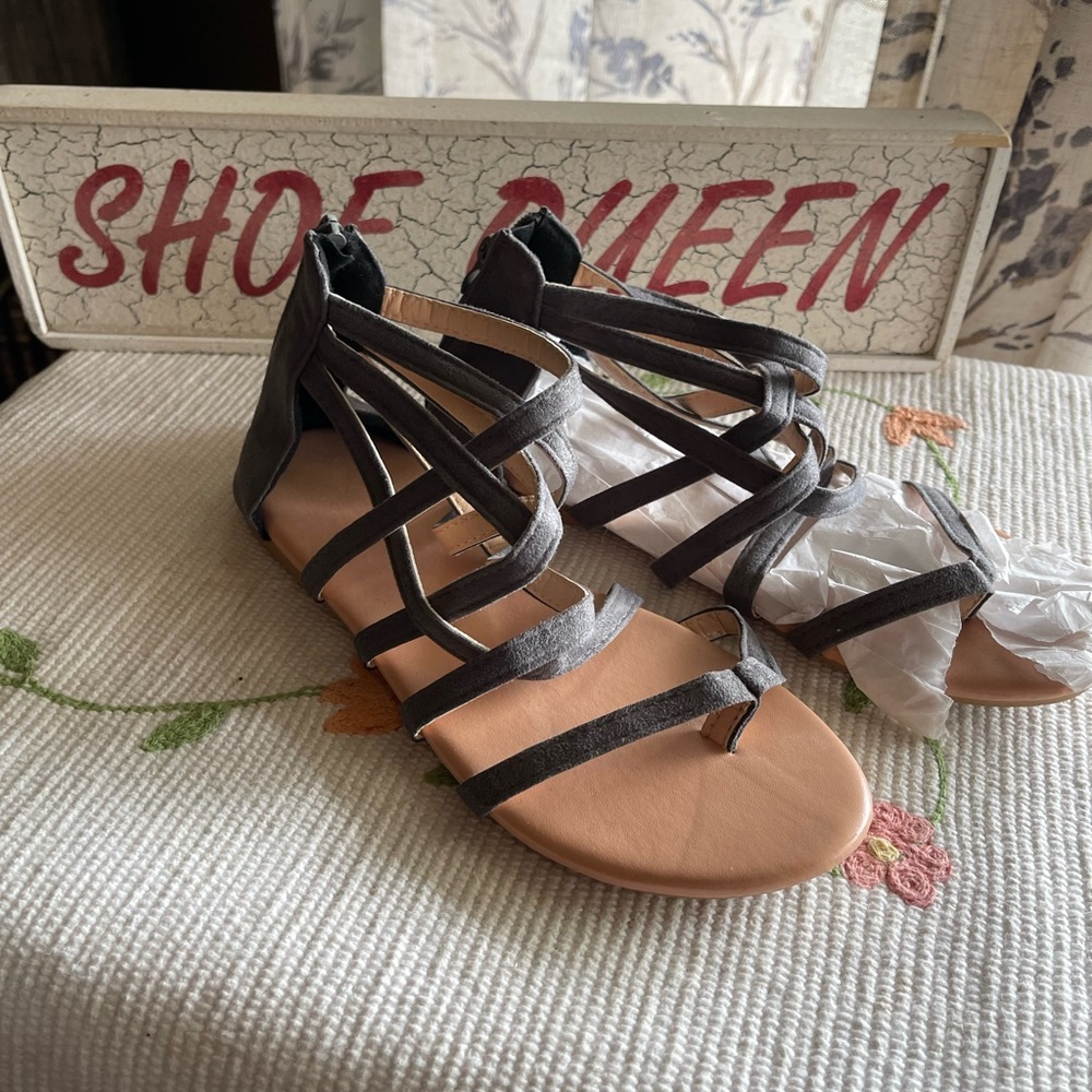 Gray “Suede Like” Sandal